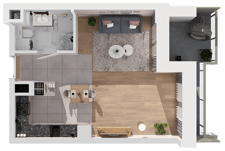 Plan 1 pok. 34m²