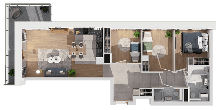 Plan 4 pok. 75m²