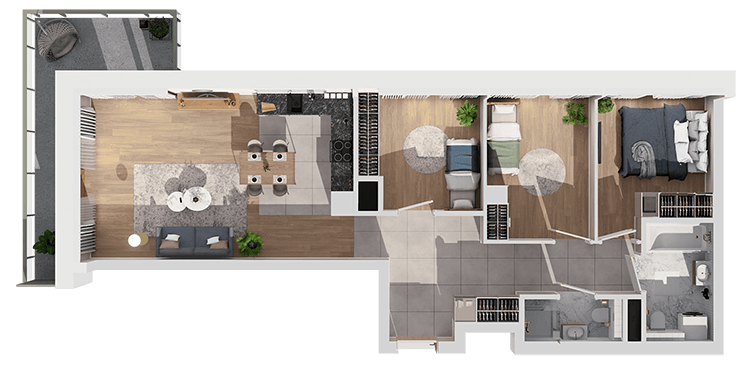 Plan 4 pok. 75m²