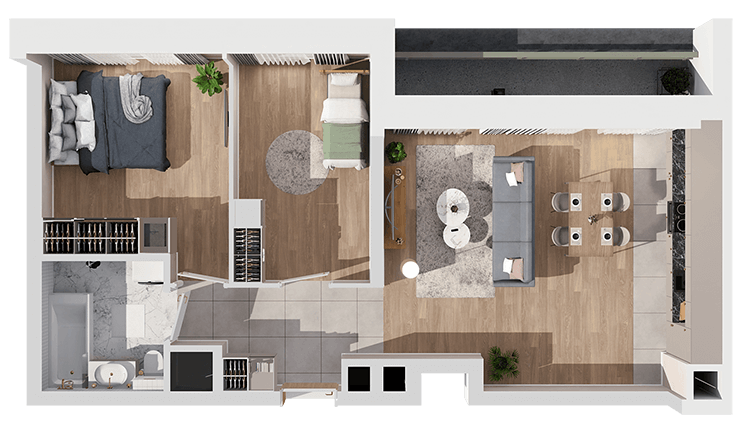 Plan 3 pok. 60m²