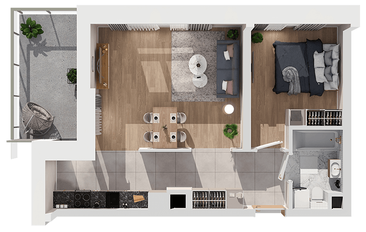 Plan 2 pok. 48m²