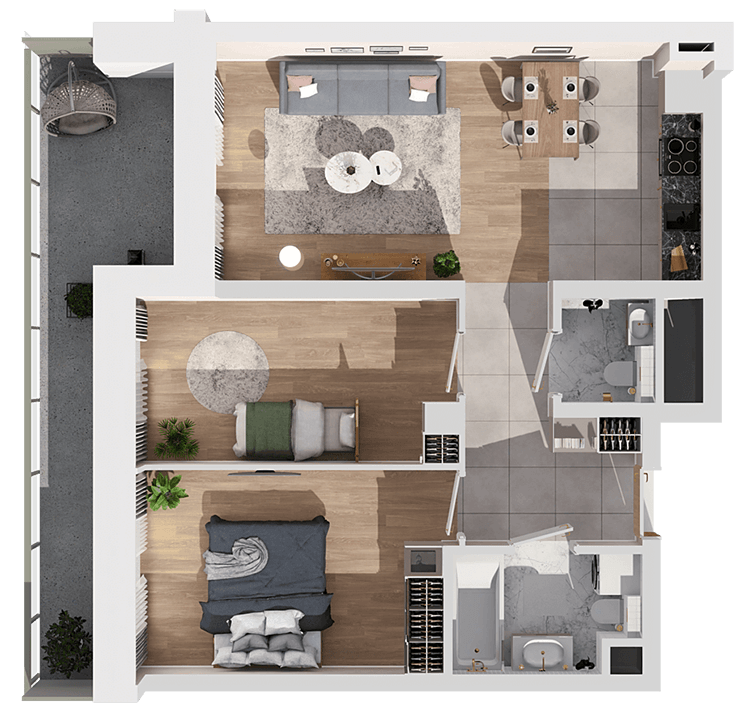 Plan 3 pok. 58m²