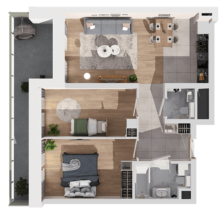 Plan 3 pok. 59m²
