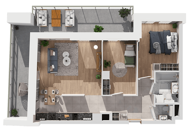Plan 3 pok. 65m²