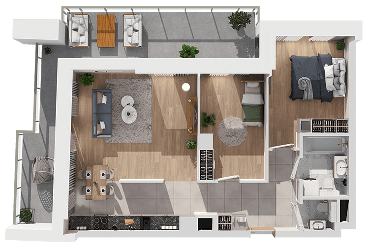 Plan 3 pok. 65m²