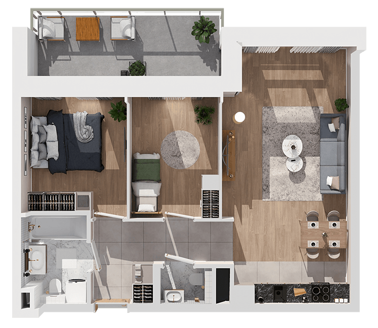 Plan 3 pok. 61m²