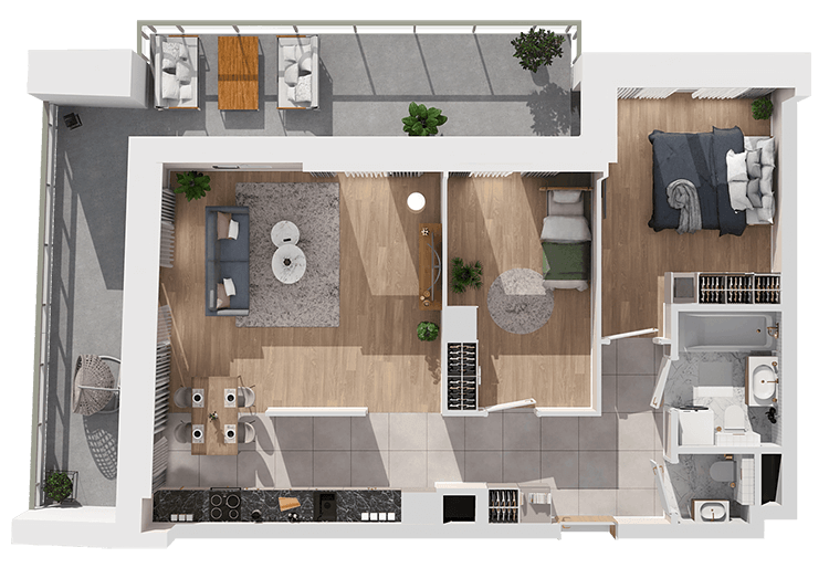 Plan 3 pok. 65m²
