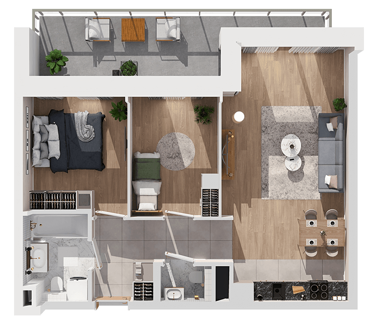 Plan 3 pok. 61m²