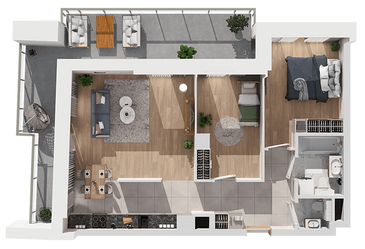 Plan 3 pok. 65m²