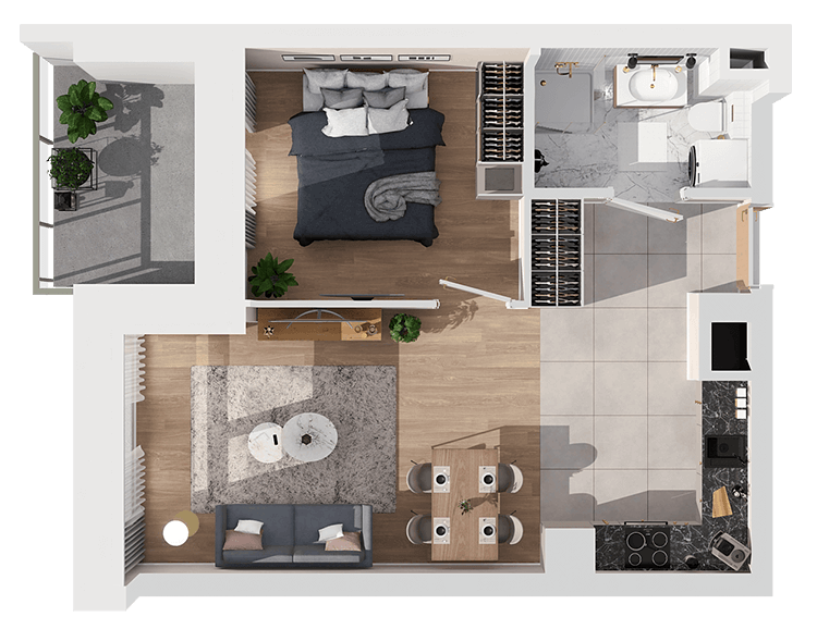 Plan 2 pok. 39m²