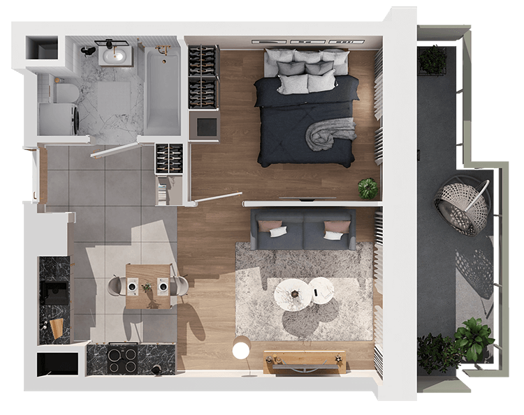 Plan 2 pok. 34m²