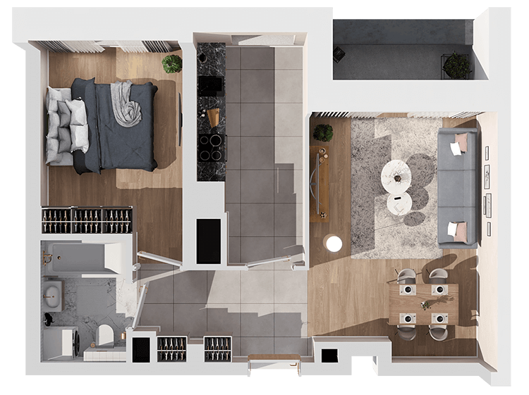 Plan 2 pok. 44m²