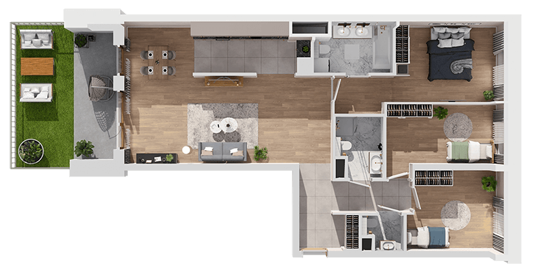 Plan 4 pok. 100m²