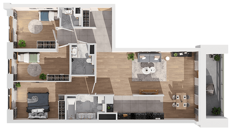 Plan 4 pok. 100m²