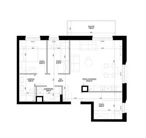 Plan 4 pok. 76m²