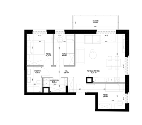 Plan 4 pok. 76m²