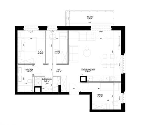 Plan 4 pok. 76m²