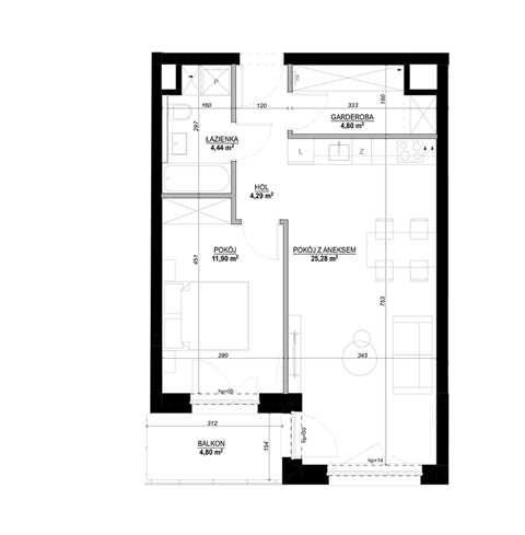 Plan 2 pok. 52m²