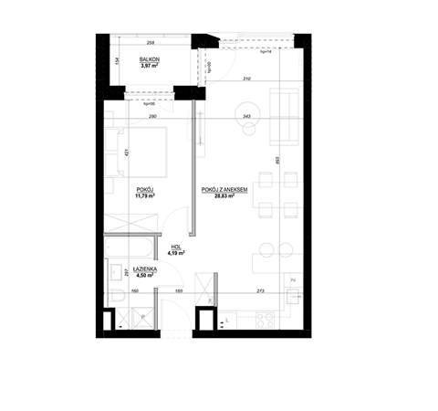 Plan 2 pok. 50m²