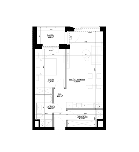 Plan 2 pok. 50m²