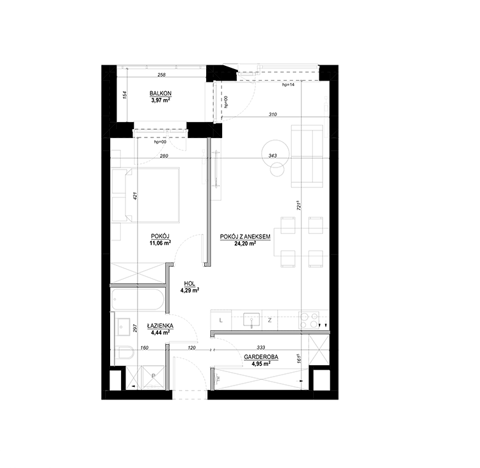 Plan 2 pok. 50m²