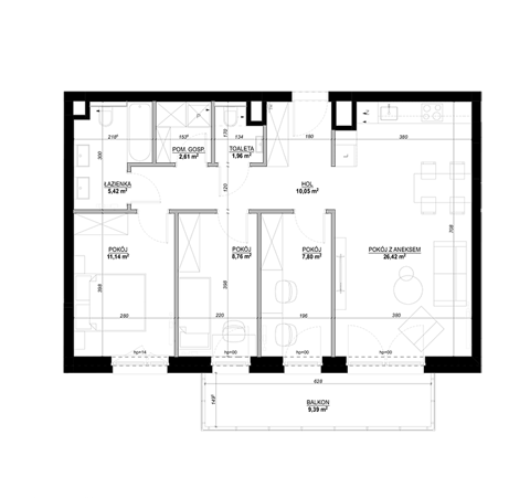 Plan 4 pok. 77m²