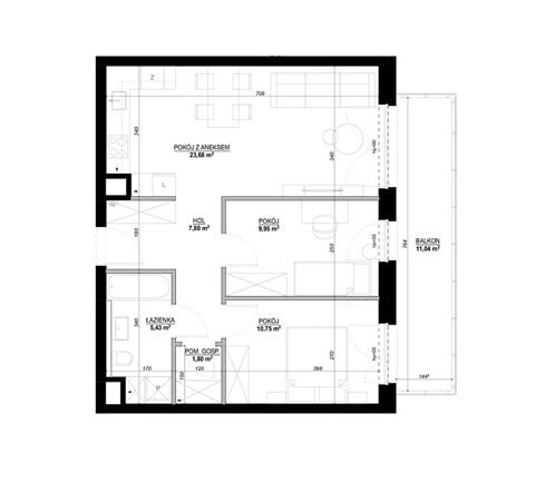 Plan 3 pok. 62m²