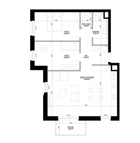 Plan 3 pok. 81m²