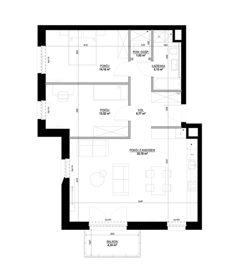 Plan 3 pok. 81m²