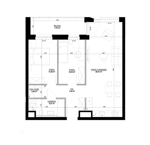 Plan 3 pok. 68m²