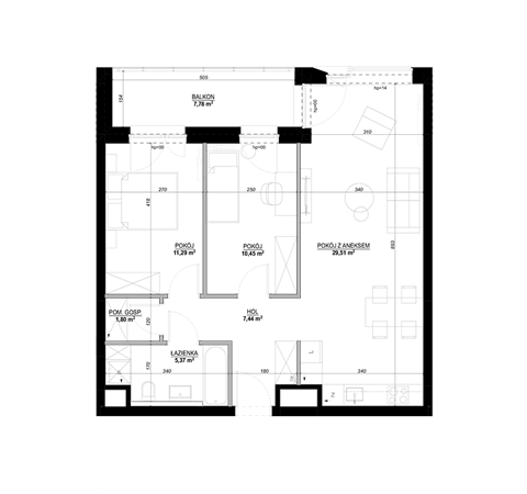 Plan 3 pok. 68m²