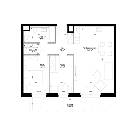 Plan 3 pok. 67m²