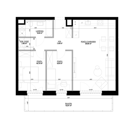 Plan 3 pok. 67m²