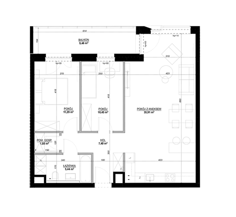 Plan 3 pok. 74m²