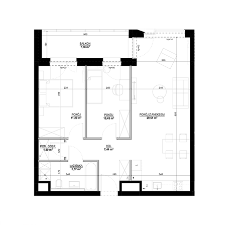 Plan 3 pok. 68m²