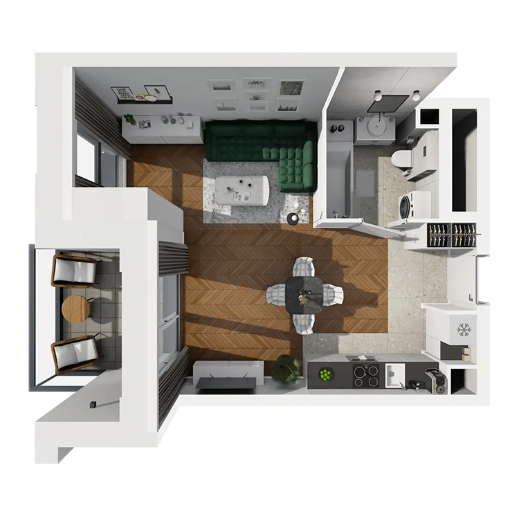 Plan 1 pok. 34m²
