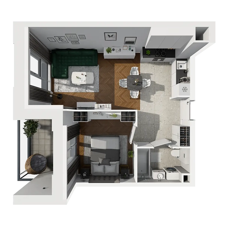 Plan 2 pok. 42m²