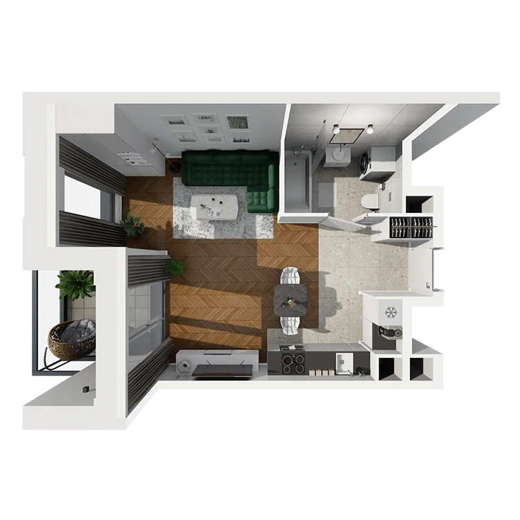 Plan 1 pok. 34m²