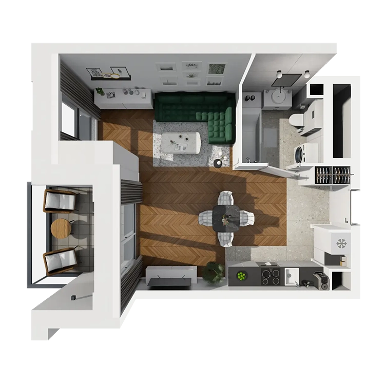Plan 1 pok. 34m²