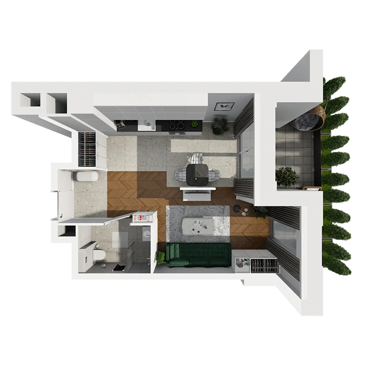 Plan 1 pok. 33m²