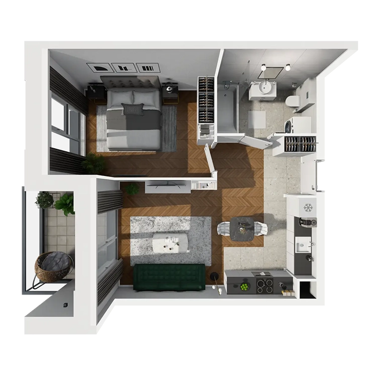 Plan 2 pok. 45m²