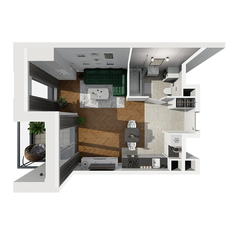 Plan 1 pok. 33m²