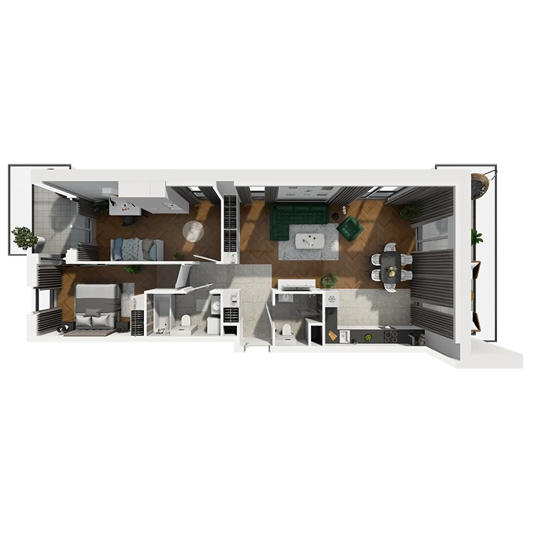 Plan 3 pok. 75m²
