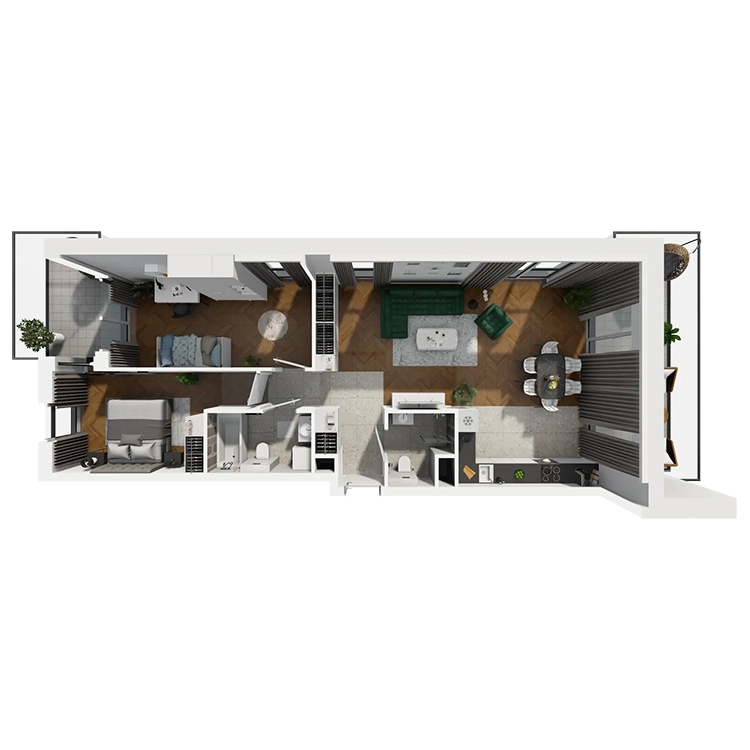 Plan 3 pok. 75m²