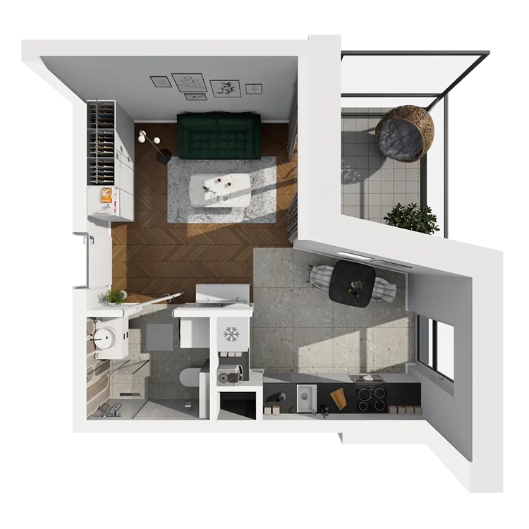 Plan 1 pok. 26m²
