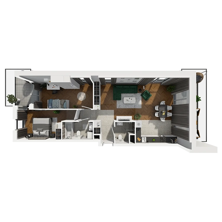 Plan 3 pok. 75m²