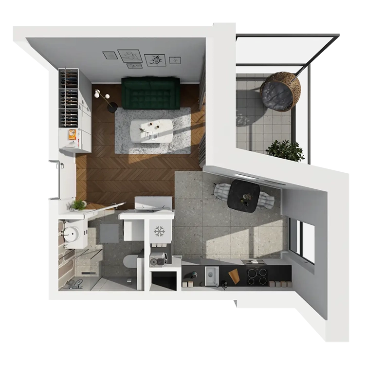 Plan 1 pok. 26m²