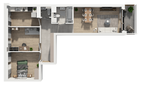 Plan 3 pok. 69m²