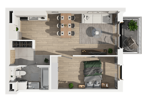 Plan 2 pok. 44m²