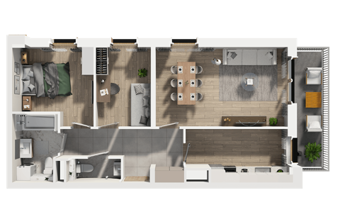 Plan 3 pok. 64m²
